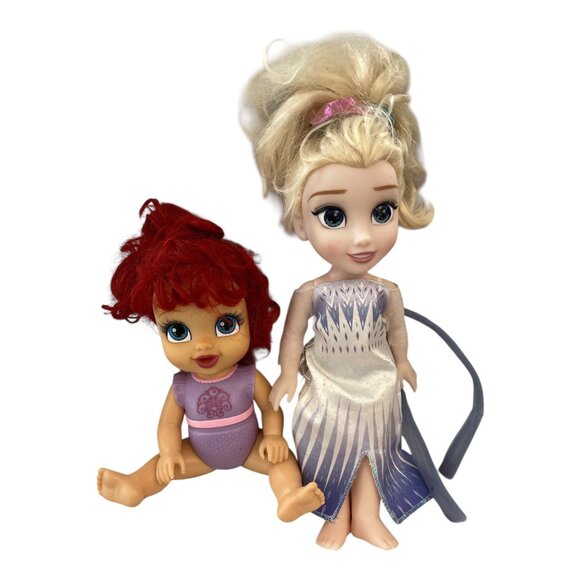 Disney Princess Elsa Doll & Baby Doll Set 11" & 13" Figures With Outfits - Picture 1 of 4